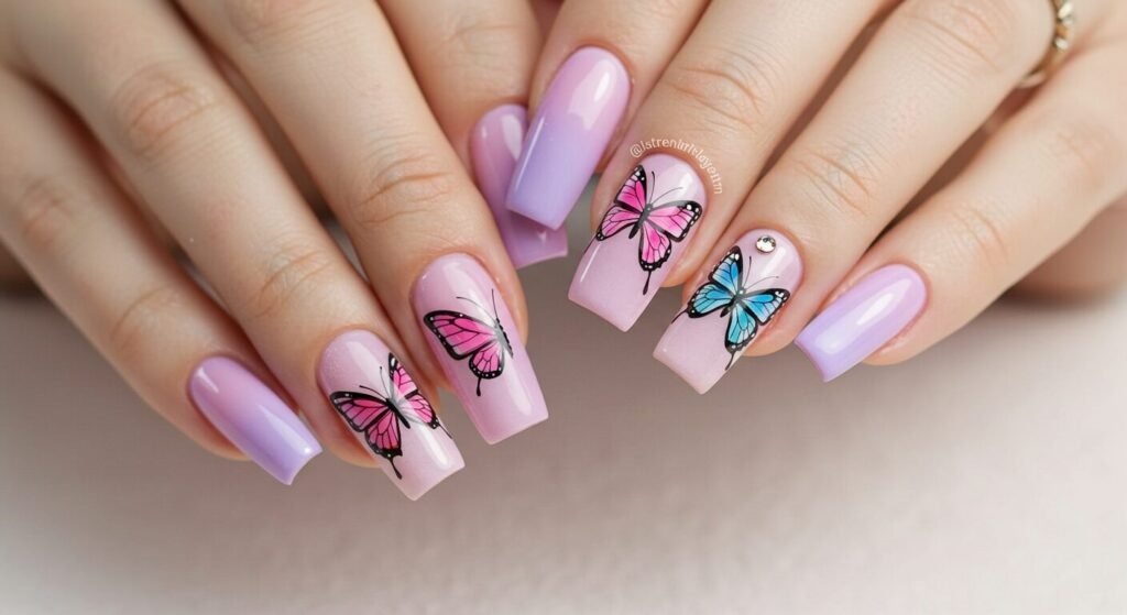 Butterfly Design Nail Art