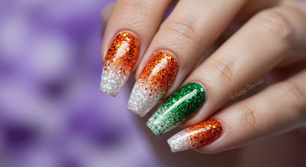 Glitter Tricolor Nail art
