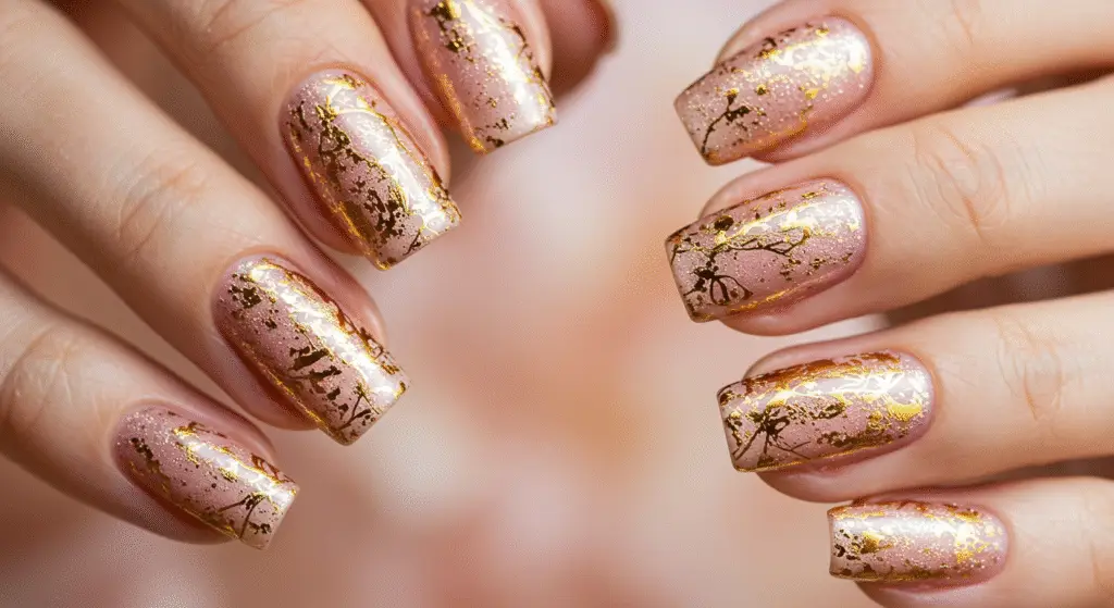 Gold Foil Nail Art