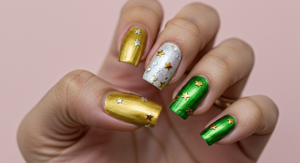 Metallic Tricolor Nail Art