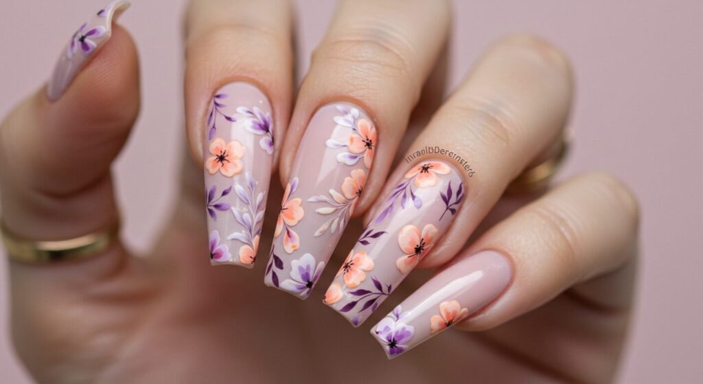 Nail art floral design