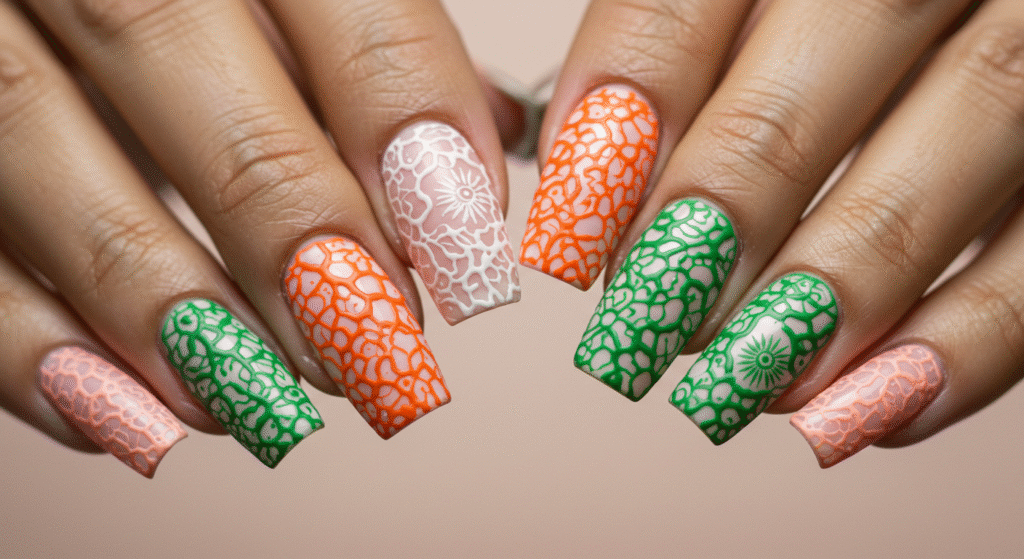 Negative Space Tricolor Nail art