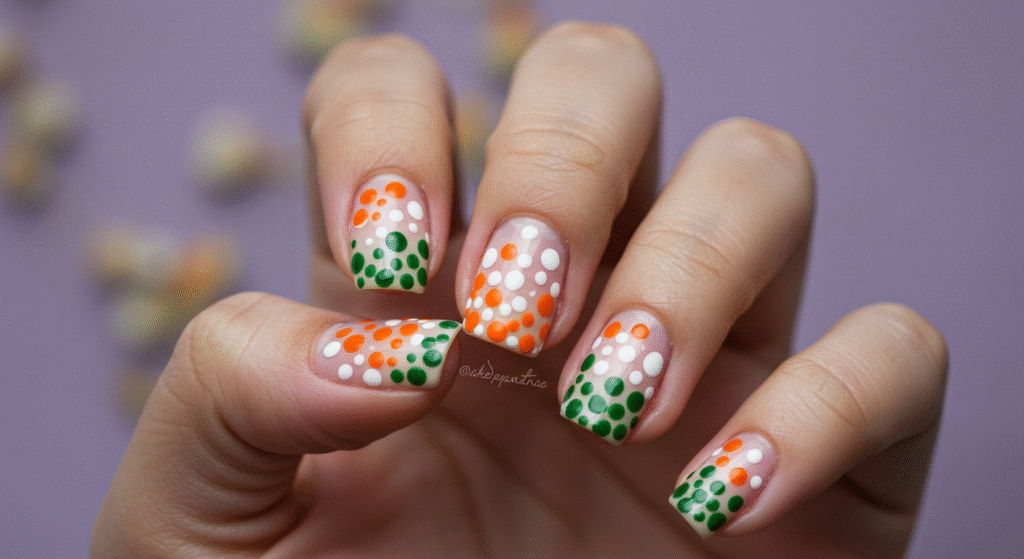 Polka Dot Tricolor Nail Art