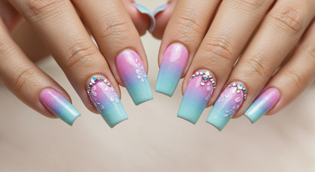 Rainbow Nail Art For Karwa Chauth