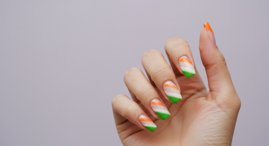 Simple Tricolor Stripes Nail Art