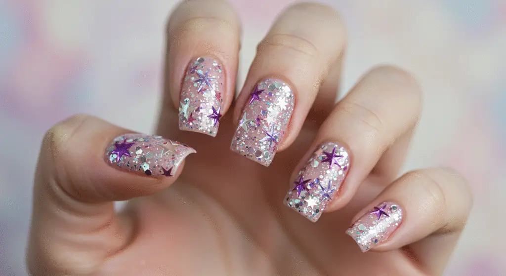 Star Design Glitter Nail Art