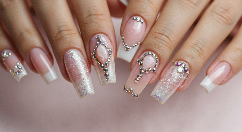 Stone Work Nail Art for Karwa Chauth