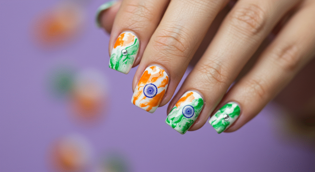 Water Marble Tricolor Nail art