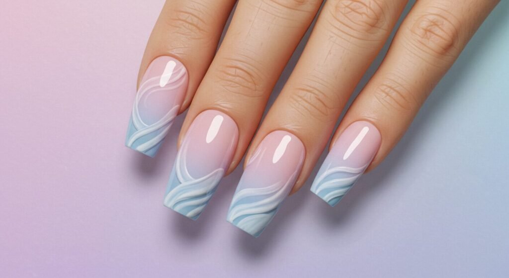 3D Design Smokey Ombre Nail Art