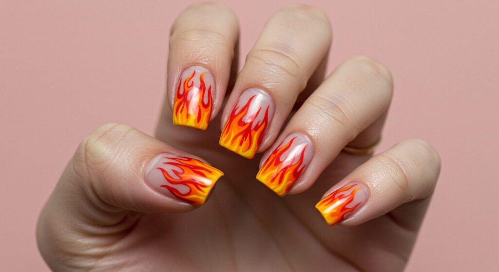 Fire nail art