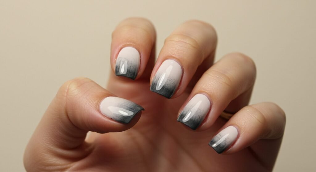 Try simple smoky ombre nail art